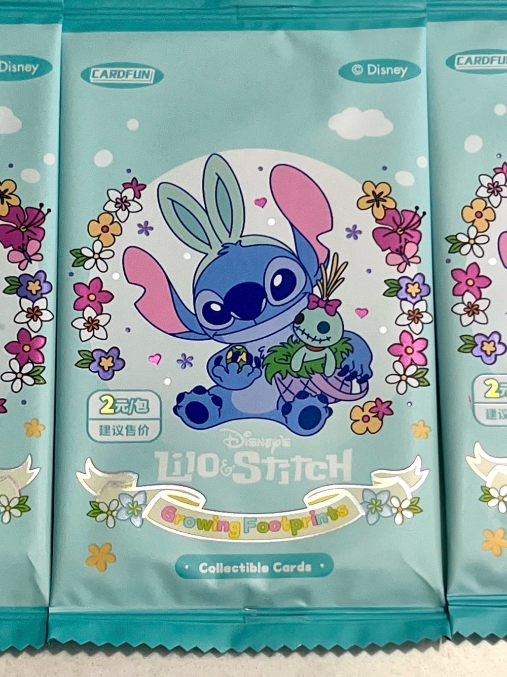 3 PACKS - Disney Lilo & Stitch Collectible Cards Pack - Teal Pink Blue
